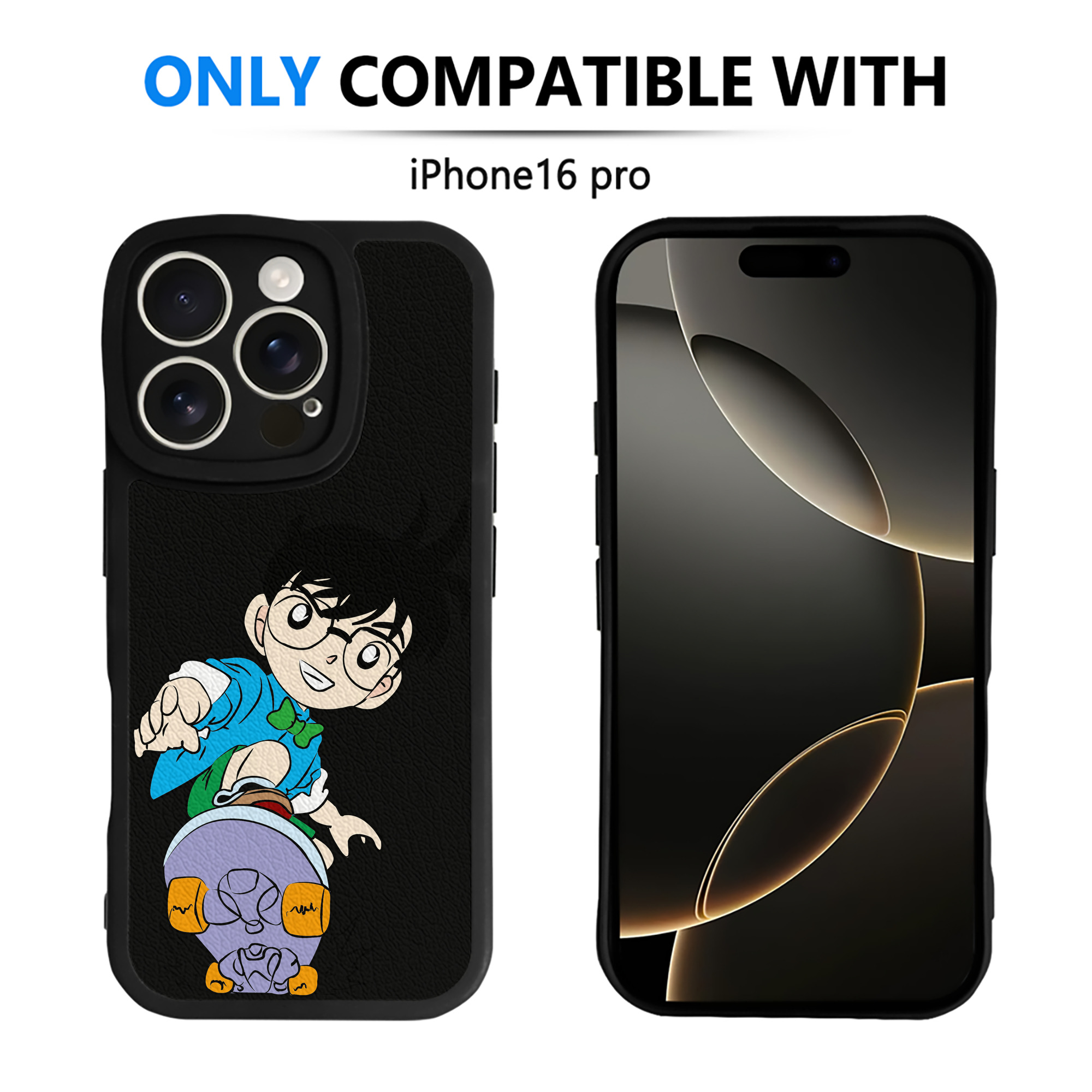（画像用） 名探偵コナン 江戸川 コナン Detective Conan Conan Edogawa 【iPhone 16シリーズ対応】シリコンスマホケース（レザー調） 材質：シリコン
